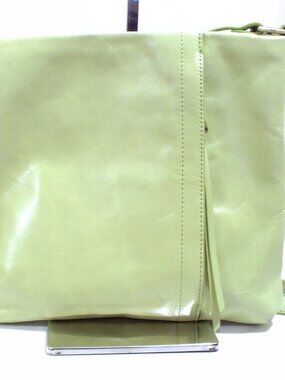 HOBO Glazed Leather Crossbody. Fringe on Zipper Pull, Gold Hardware